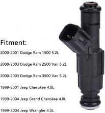 Fuel Injector 4 Holesfor 1999-2004 Jeep Cherokee Grand Cherokee Wrangler 4.0L Dodge Ram 1500 2500 3500 5.2L | Replace# 0280155784, 4854181, 280155784, 4667938