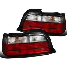 Apply to BMW 92-98 E36 3-Series 2Dr Red Clear Tail Lights Rear Brake Lamps Left+Right