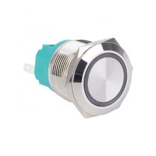  22mm 5Pin Terminals 1NO1NC Flat Round Head Ring Led Reset Metal Momentary Push Button Switch For Any Circuit Controls