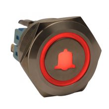  Momentary Push To On 12V Red LED Light Customized Metal 22mm Ring Illuminated Doorbell Push Button Switch