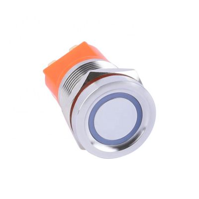 22mm Flat Head Led Light Waterproof Stainless Steel Push On Off Lock Spring Touch Button Switch